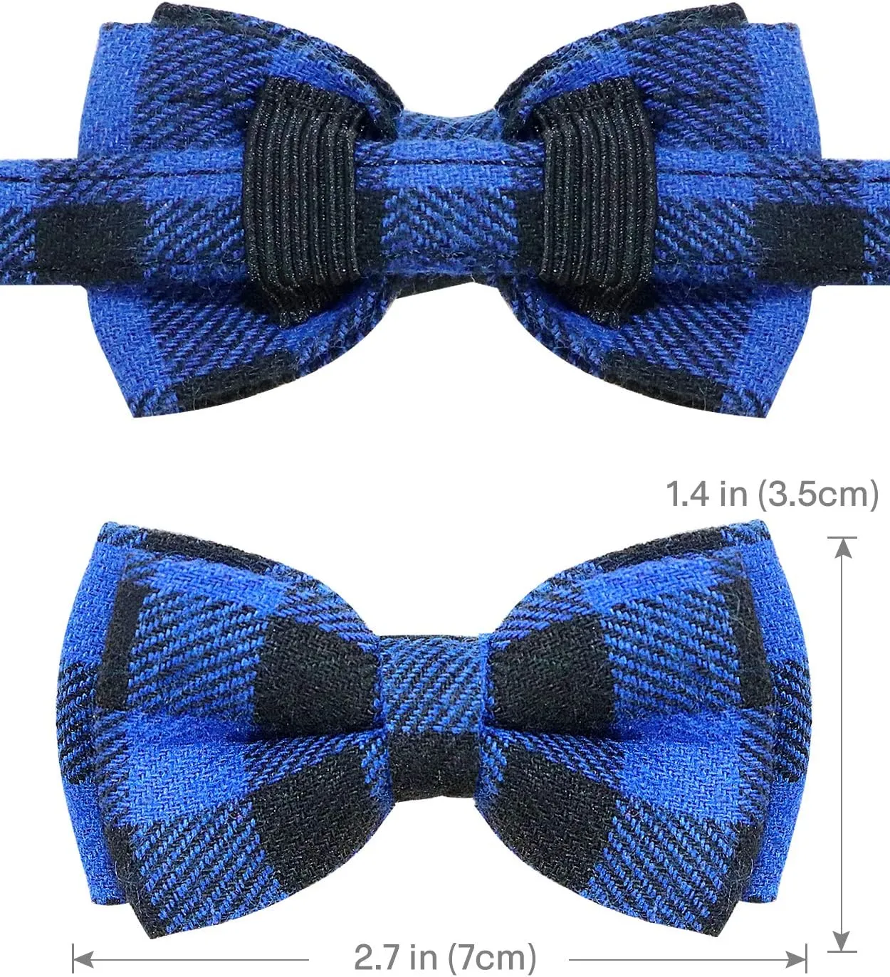 Joytale Upgraded Cat Collar with Bells, Breakaway Cat Collars with Bow Tie, 1 Pack Girl Boy Safety Plaid Kitten Collars, Blue