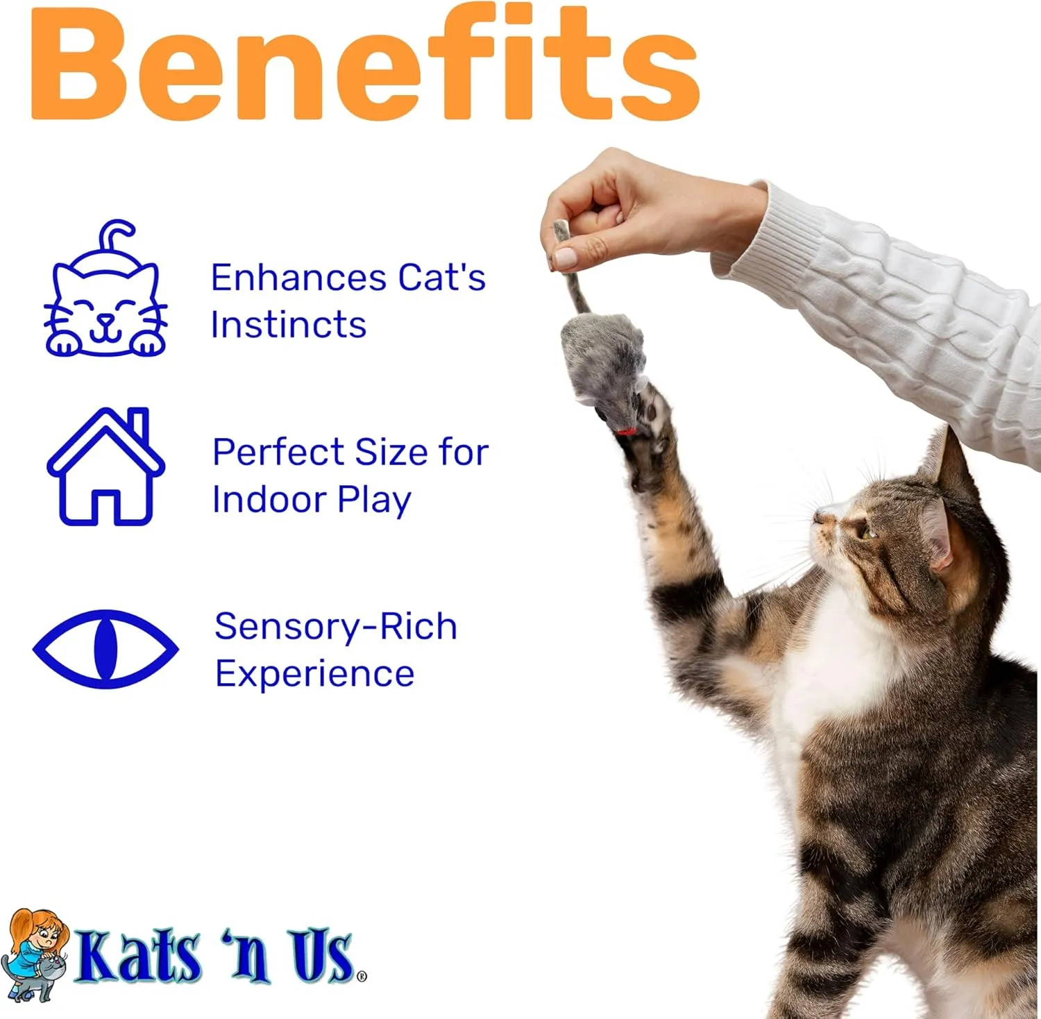 Kats'N Us Fur Mouse Cat Toy - 10 Pak