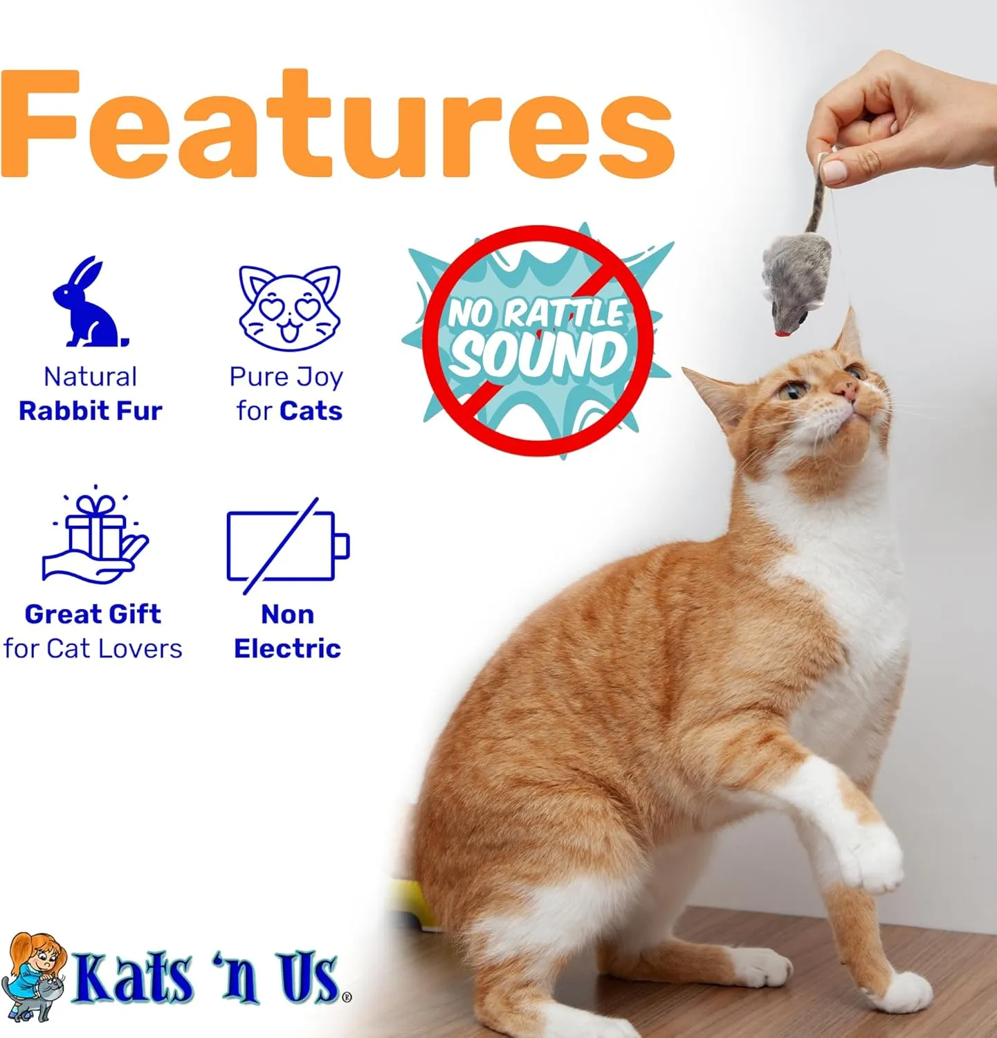 Kats'N Us Fur Mouse Cat Toy - 10 Pak