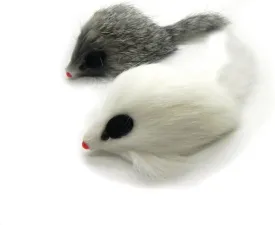 Kats'N Us Real Rabbit Fur Long Hair Mouse Cat Toy - 2pk