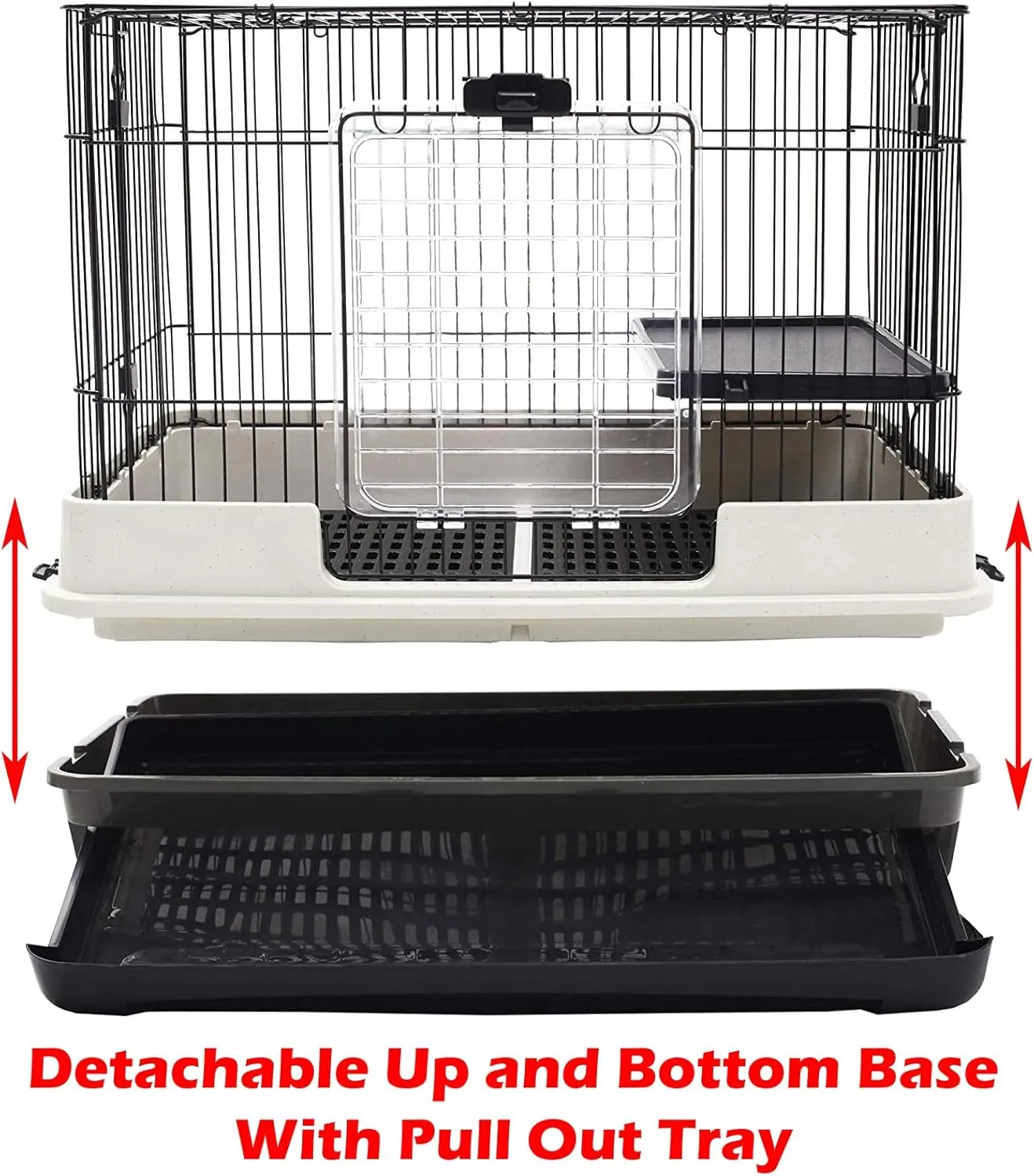 Large Deluxe Indoor/Outdoor Guinea Pig Chinchilla Ferret Squirrel Hedgehog Kitten Home Rabbit Bunny Hutch House Critter Habitat Easy Removable Washable 2-Inch Deep Tray Lockable Casters
