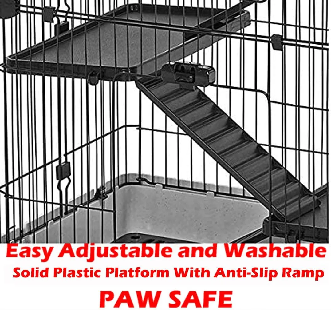 Large Deluxe Indoor/Outdoor Guinea Pig Chinchilla Ferret Squirrel Hedgehog Kitten Home Rabbit Bunny Hutch House Critter Habitat Easy Removable Washable 2-Inch Deep Tray Lockable Casters