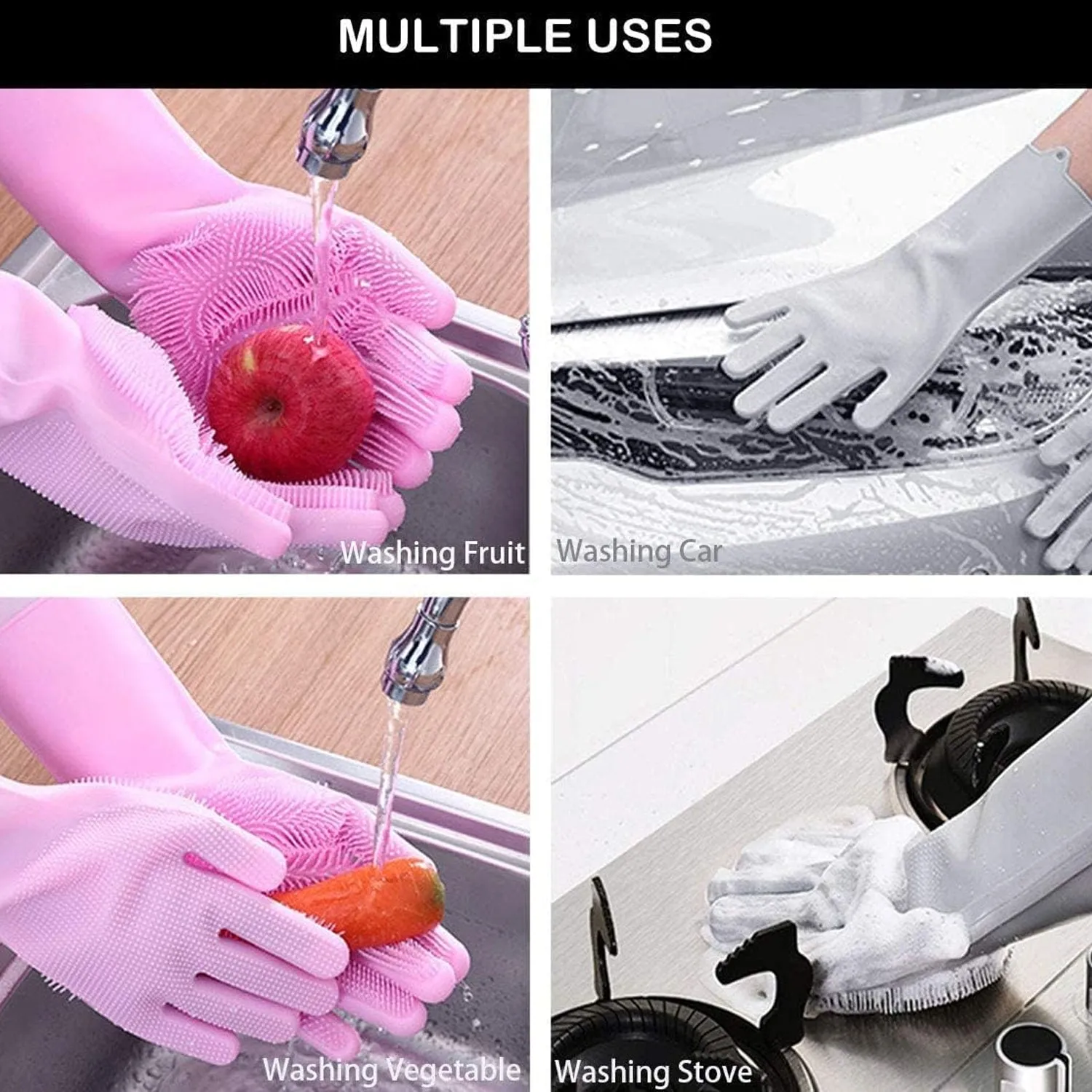 Left Hand Silicone Gloves for Kitchen & Bathroom Cleaning