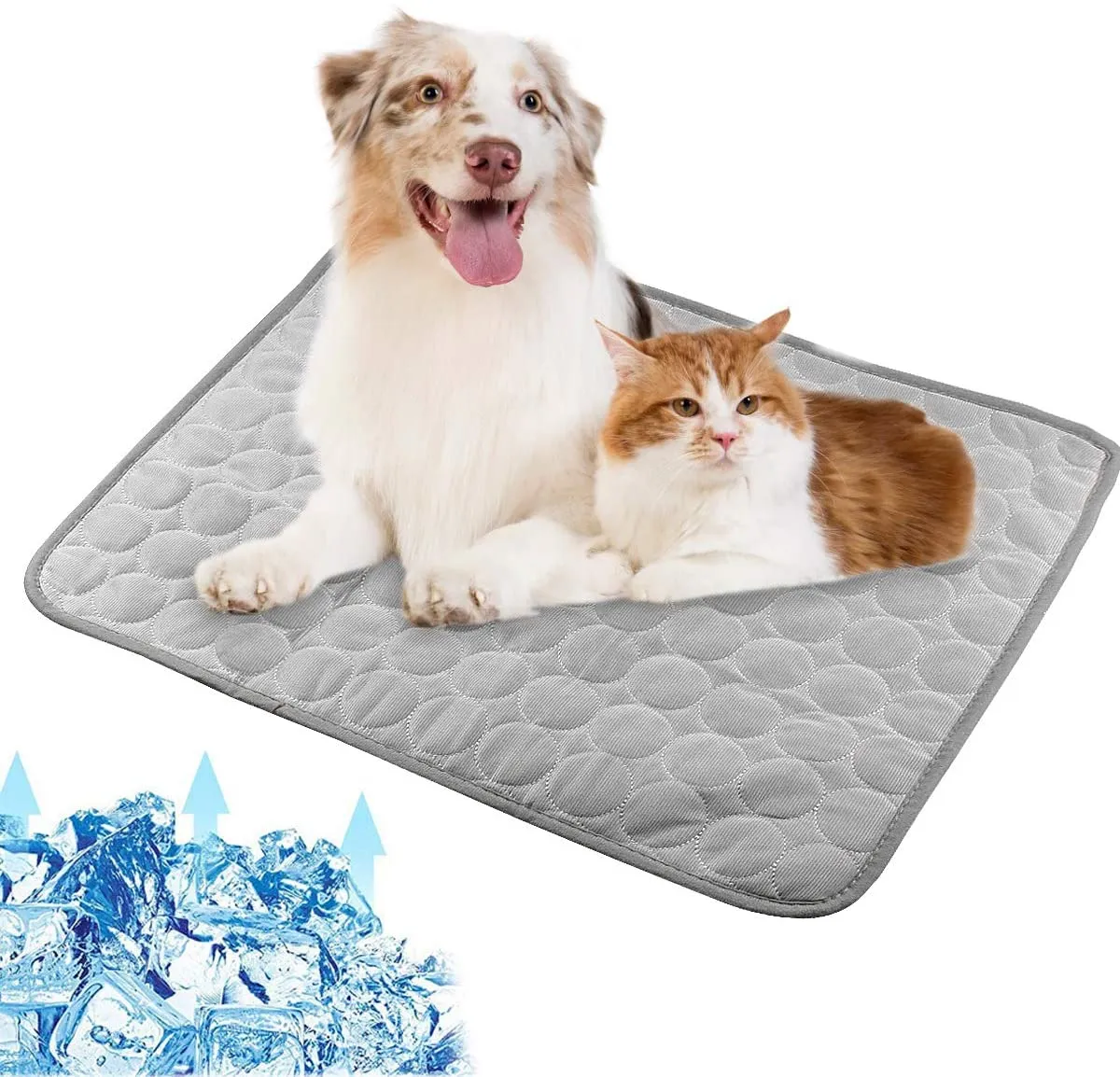 Light Gray Circle Pattern Pets Cooling Mat