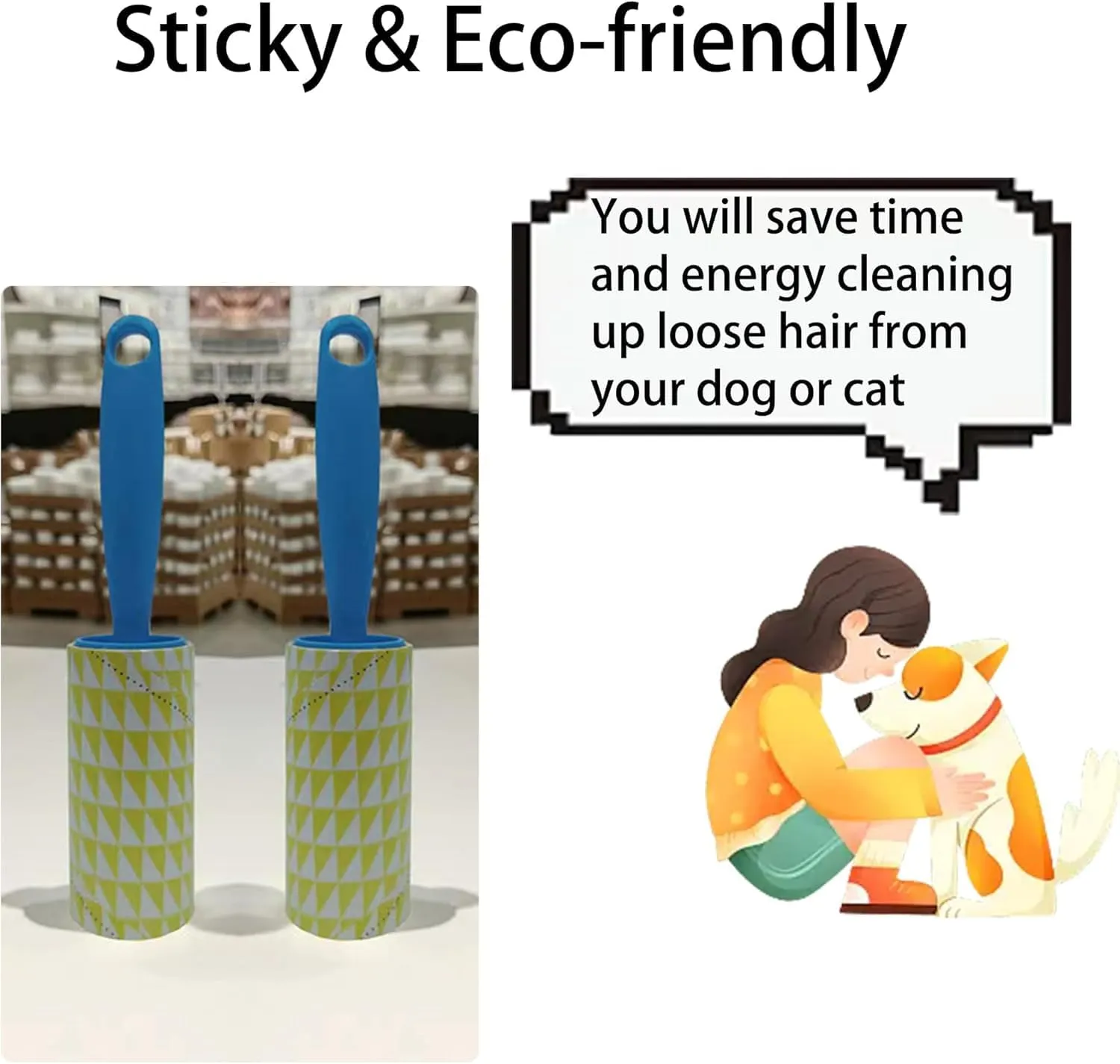 Lint Roller for Pet Hair Extra Sticky, Lint Rollers 400 Sheets Mega Value Set, Pet Hair Remover Roller with 10 Handle & 10 Rollers, Portable Lint Remover for Clothes, Furniture, Dog & Cat Hair Blue 10