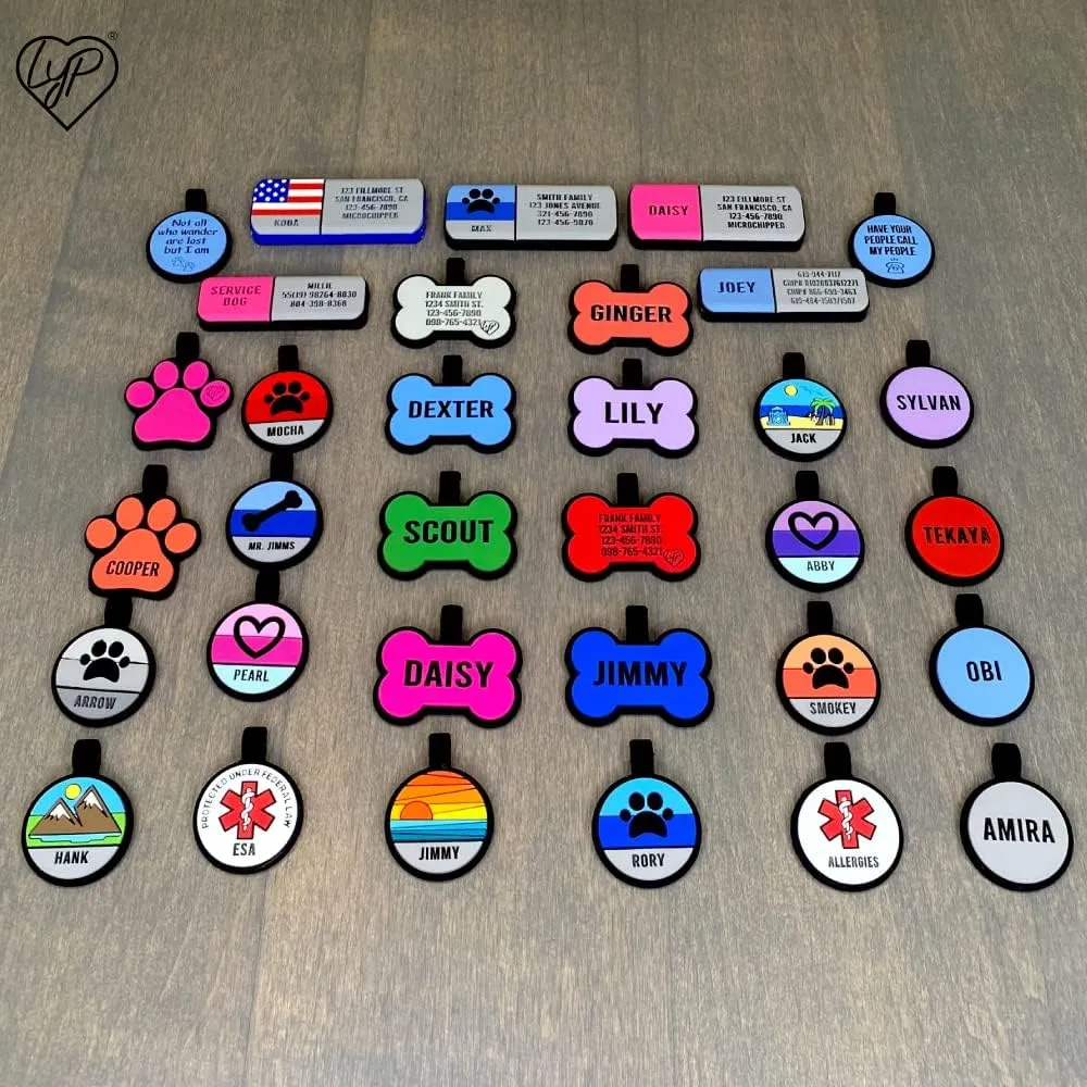 LYP Soundless Slide-On Collar Dog ID Tag - Designer Deep Engraved Silicone  Engraving Will Last - Pet ID Tags, Dog Tags, Cat Tags (US Flag, Large)