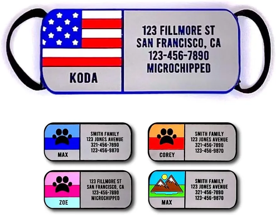 LYP Soundless Slide-On Collar Dog ID Tag - Designer Deep Engraved Silicone  Engraving Will Last - Pet ID Tags, Dog Tags, Cat Tags (US Flag, Large)