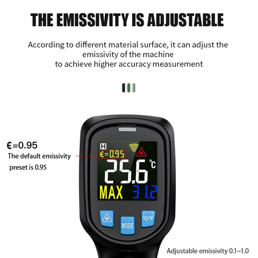 Mestek IR03A Infrared Thermometer Non-contact Temperature Meter Color LCD Screen