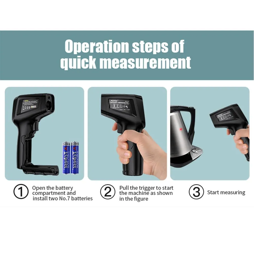 Mestek IR03A Infrared Thermometer Non-contact Temperature Meter Color LCD Screen
