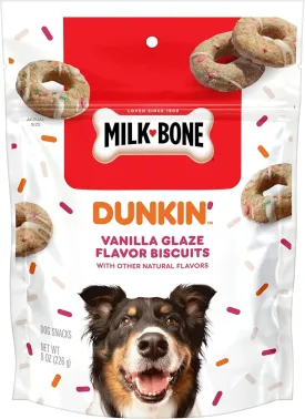Milk-Bone Dunkin' Vanilla Glaze Flavor Dog Biscuits with Other Natural Flavors, 8 oz Bag