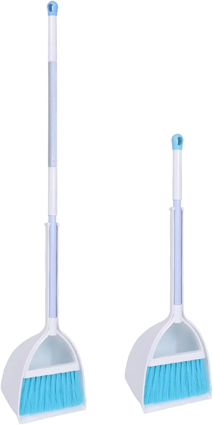Mini Broom and Dustpan, Home Kitchen Sweeping for Kids(White Blue)