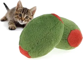 munchiecat Olive Cat Toy Set - 2-Piece Organic Catnip Toys with Soft Rattle, Perfect for Batting & Rolling - Designed for Cats, Ideal Gift for Cat Lovers