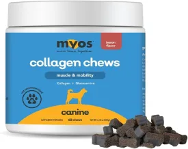 MYOS Canine Muscle & Mobility Chews  Collagen & Glucosamine for Dogs - Bacon Flavor Joint Supplement for Muscle, Bone & Joint Support, 60 Count