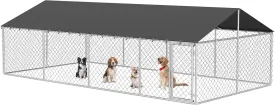Outdoor Dog Enclosure Heavy Duty Dog Kennel House Mesh Dog Big Cage Pet Kennel Steel Fence with Secure Lock(236x 118)