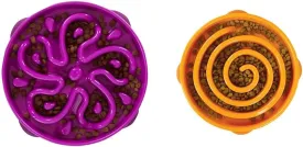 Outward Hound Fun Feeder Slo Bowl, Slow Feeder Dog Bowl, Large/Regular, Purple & Orange