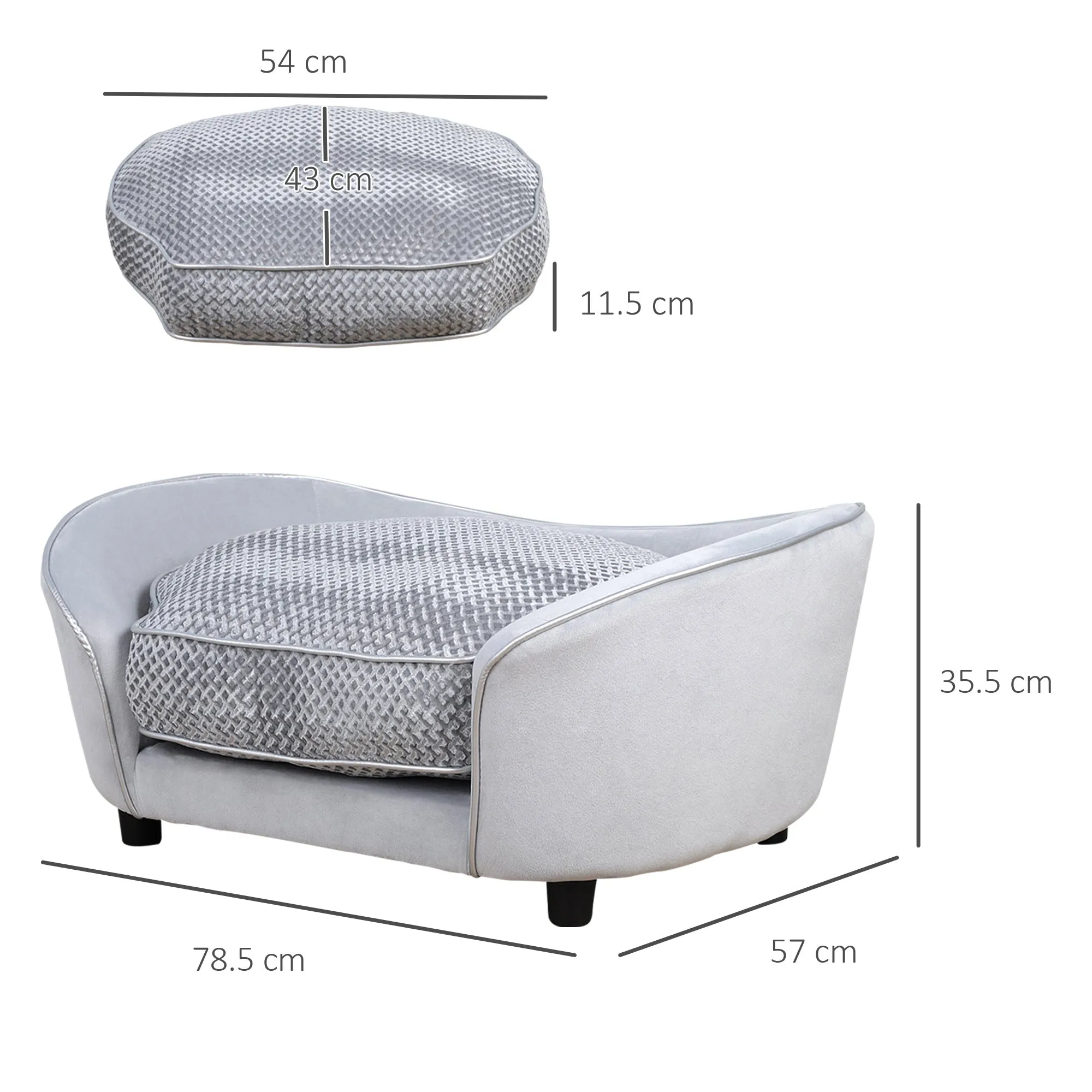PawHut Dog Sofa Bed Pet Chair Kitten Couch Lounge w/ Cushion for XS S Dogs