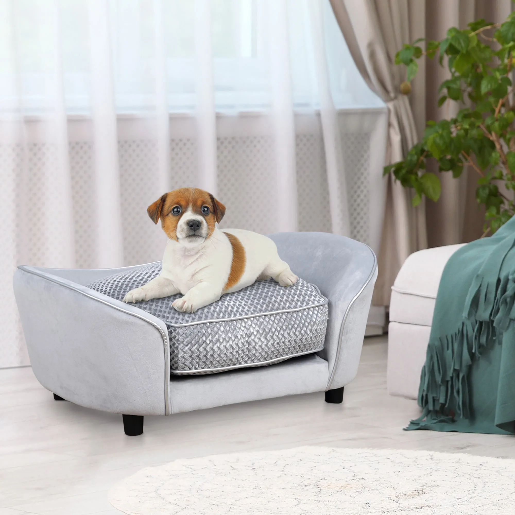 PawHut Dog Sofa Bed Pet Chair Kitten Couch Lounge w/ Cushion for XS S Dogs