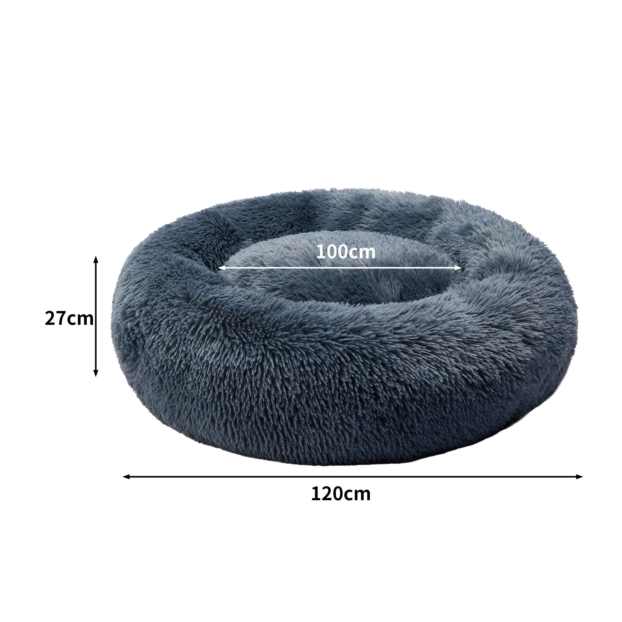 Pet Bed Cat Dog Donut Nest Calming Kennel Cave Deep Sleeping - Dark Grey 3XL