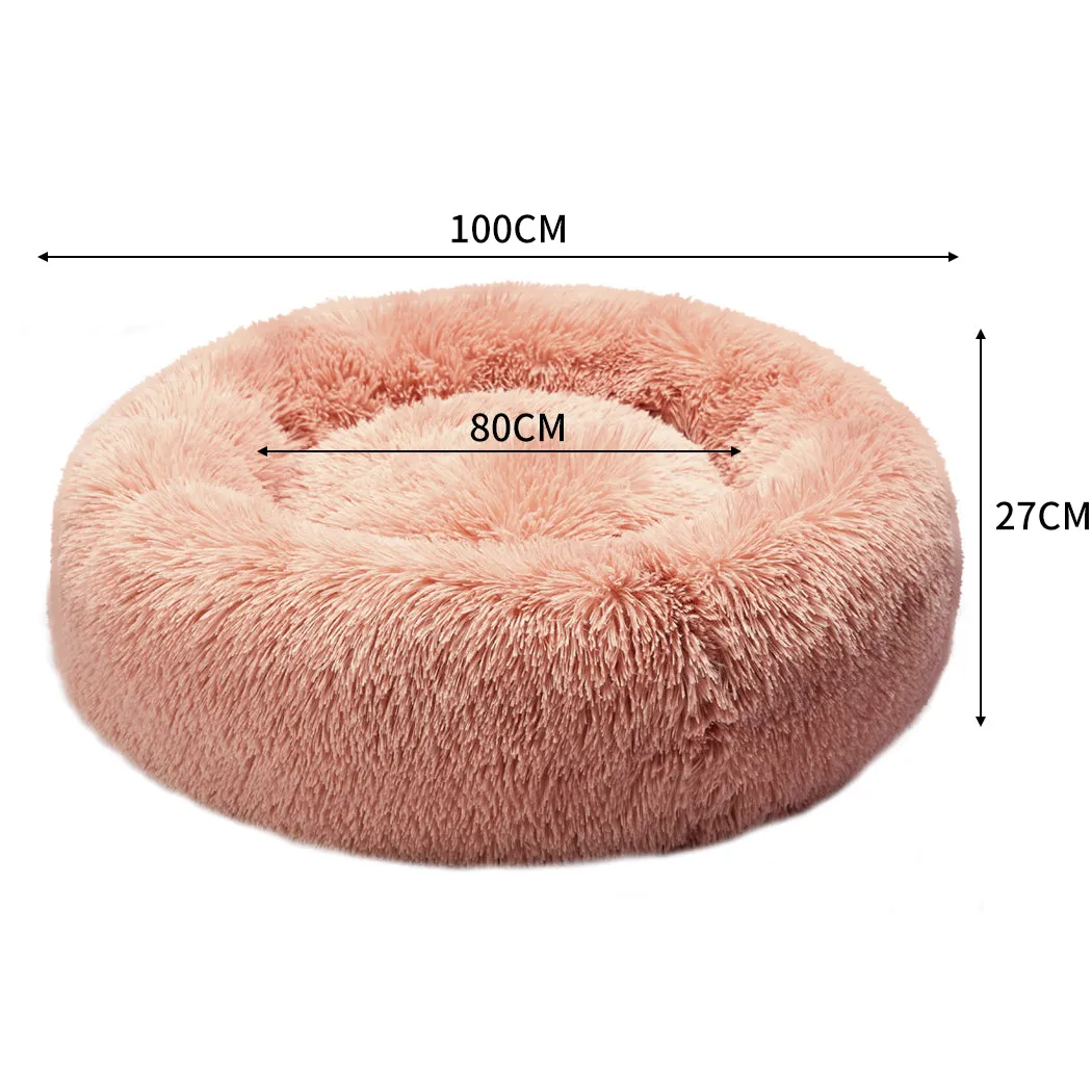 Pet Bed Donut Nest Calming Kennel Cave Deep Sleeping - XXL Pink