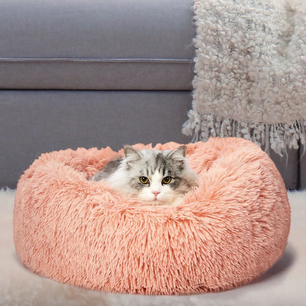 Pet Bed Donut Nest Calming Kennel Cave Deep Sleeping - XXL Pink
