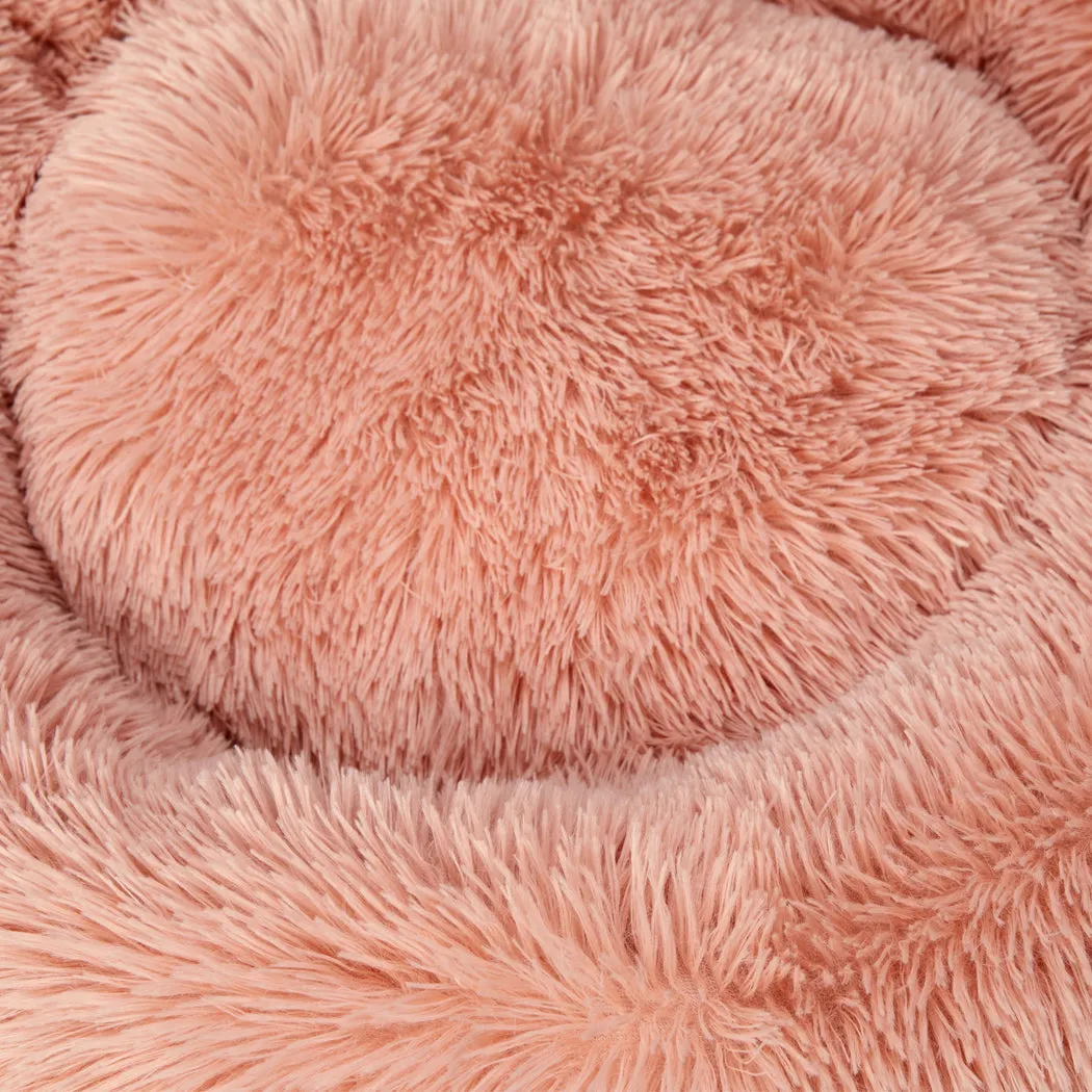 Pet Bed Donut Nest Calming Kennel Cave Deep Sleeping - XXL Pink