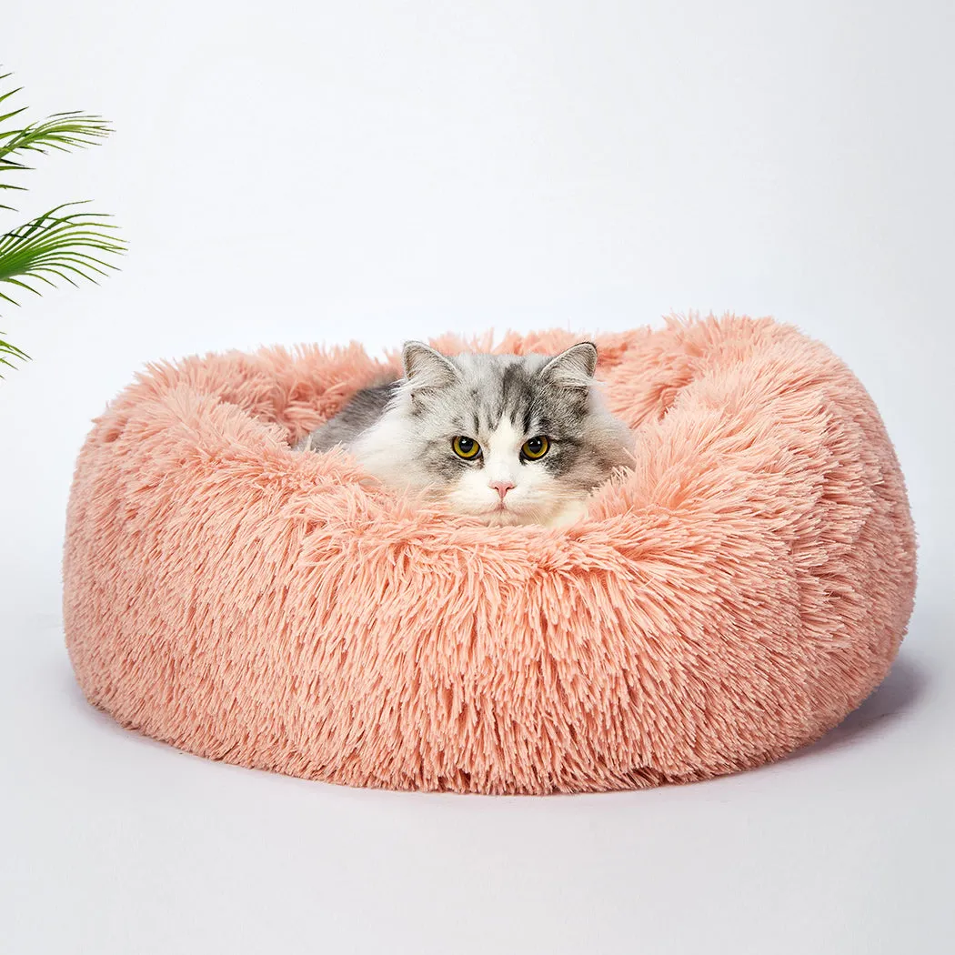 Pet Bed Donut Nest Calming Kennel Cave Deep Sleeping - XXL Pink