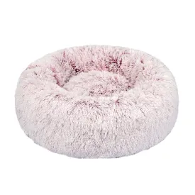 Pet Bed Donut Nest Calming Mat Soft Plush Kennel - Pink XL