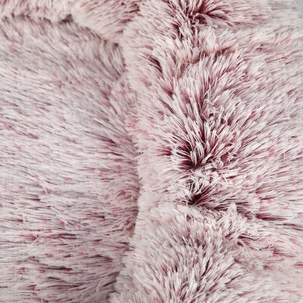 Pet Bed Donut Nest Calming Mat Soft Plush Kennel - Pink XL