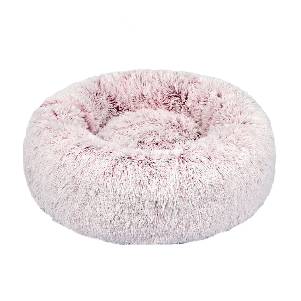 Pet Bed Donut Nest Calming Mat Soft Plush Kennel - Pink XL