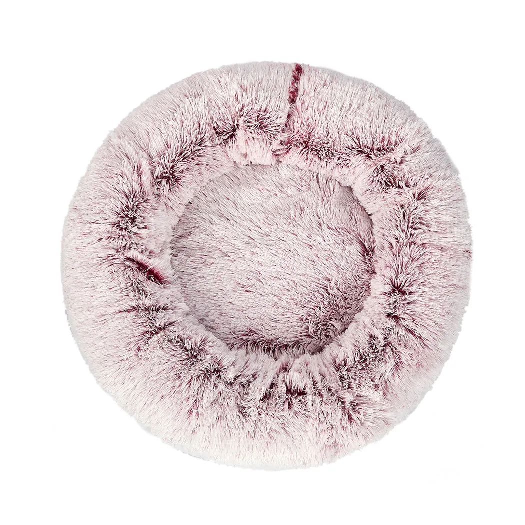 Pet Bed Donut Nest Calming Mat Soft Plush Kennel - Pink XL