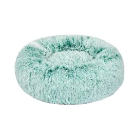 Pet Bed Donut Nest Calming Mat Soft Plush Kennel - Teal L