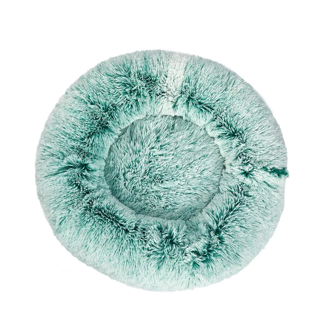 Pet Bed Donut Nest Calming Mat Soft Plush Kennel - Teal L