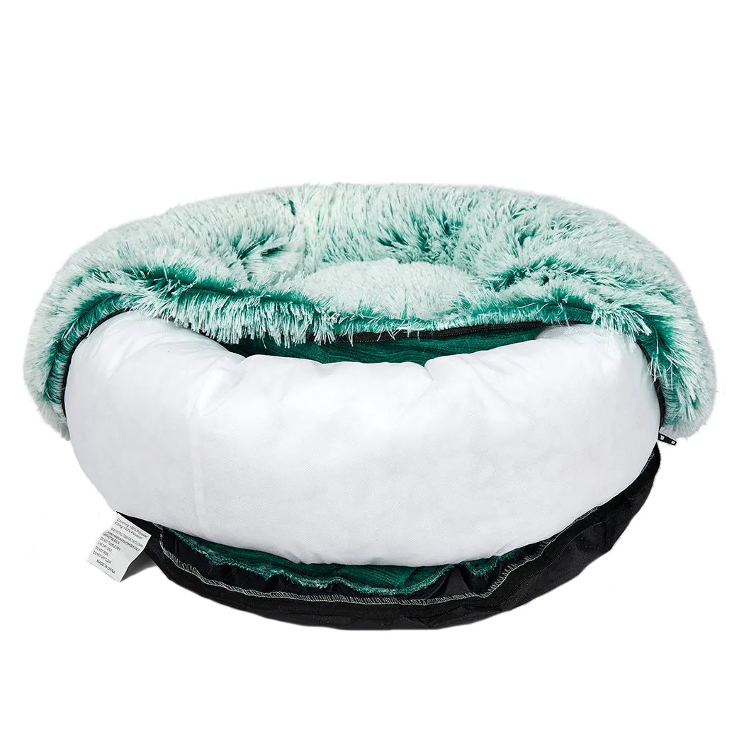 Pet Bed Donut Nest Calming Mat Soft Plush Kennel - Teal L