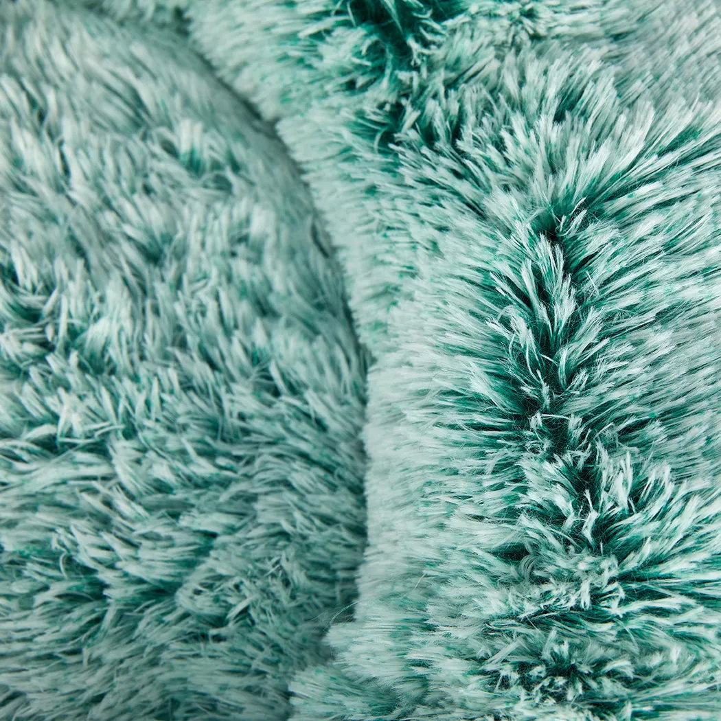 Pet Bed Donut Nest Calming Mat Soft Plush Kennel - Teal XL