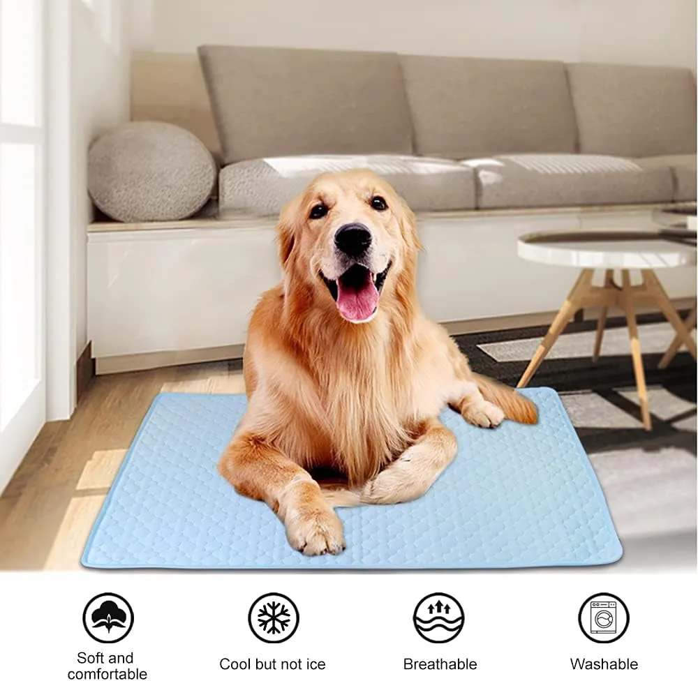 Pet Cooling Mats for Dogs, Breathable Ice Silk Dog Cooling Mat, Portable Cooling Pet Pad for Dogs, Washable Pet Cooling Blanket for Indoor & Outdoor (40 X 28 In)
