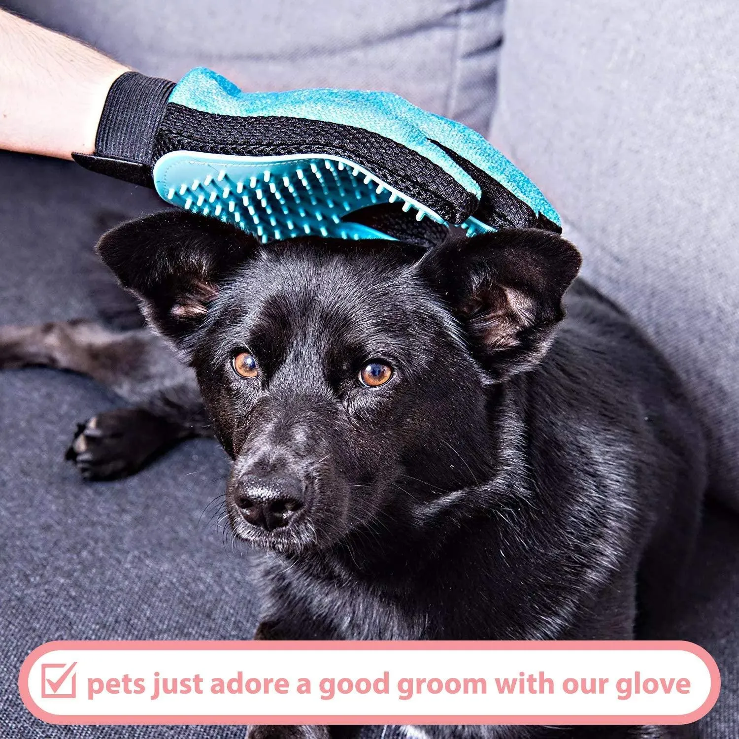 Pet Grooming Glove - For Cat, Kitten, Dog, Puppy, Rabbit, Horse - Dual Sided 2-in-1 Upgrade Version Machine Washable Enhanced Efficient Silicon Massage One-Size-Fits-All Gift Hair Deshedding Remover Mitt (Right Hand)