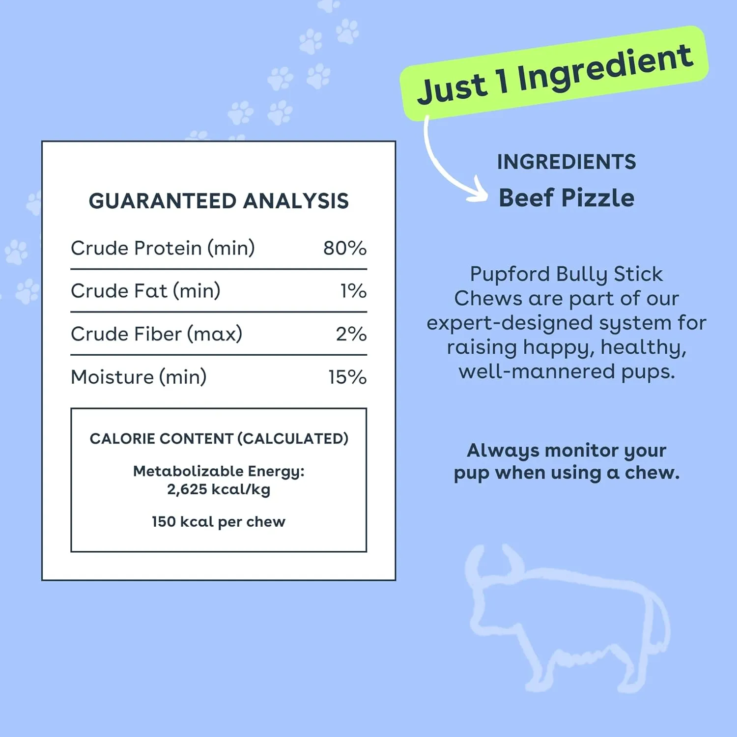 Pupford Thick Bully Sticks for Dogs & Puppies, Smoked for Improved Smell, Natural, Long-Lasting, Single Ingredient Chews for Small & Medium Breeds (6", 10 Count)