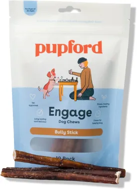 Pupford Thick Bully Sticks for Dogs & Puppies, Smoked for Improved Smell, Natural, Long-Lasting, Single Ingredient Chews for Small & Medium Breeds (6", 10 Count)