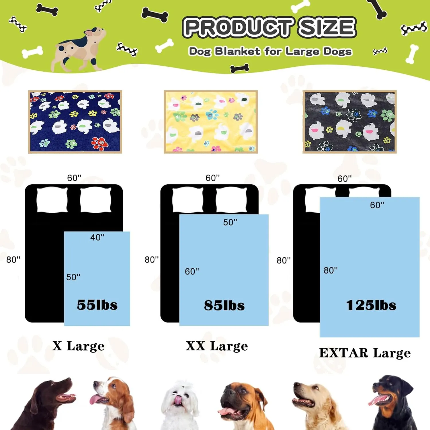 Rezutan Soft Fleece Dog Blanket, 60X50 inches, Blue Elephant Pattern and Paw Prints, Polyester, Breathable, Fade Resistant, Lightweight, Machine Wash
