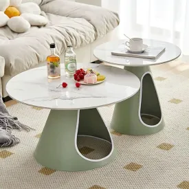 Round Coffee Table Set of 2 Multifunctional Coffee Tables for Living Room Pet Bed Design Coffee Tavle Apartments Coffeetable(Green)