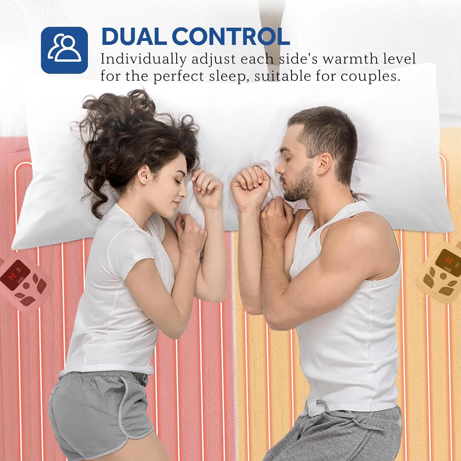 Sealy Heated Mattress Pad Queen Size 60x80 Inch with Dual Control 10 Heated Settings | Zone Heating Electric Mattress Pad | Auto Shut Off 1-9 Hours| Fit Up to 17" Deep Pocket | Machine Washable