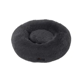 Shaggy Faux Fur Donut Calming Pet Nest Bed - Charcoal