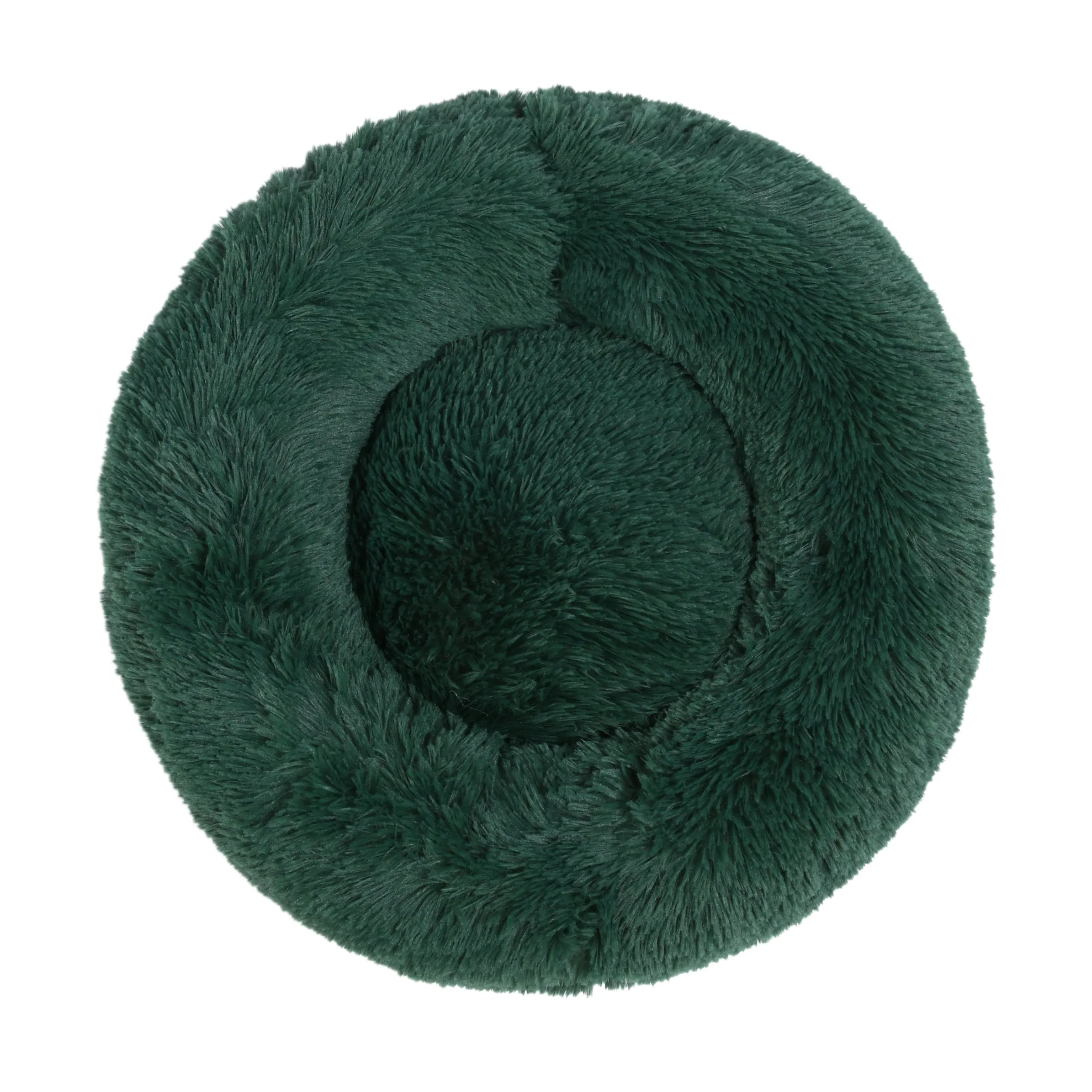 Shaggy Faux Fur Donut Calming Pet Nest Bed - Eden Green