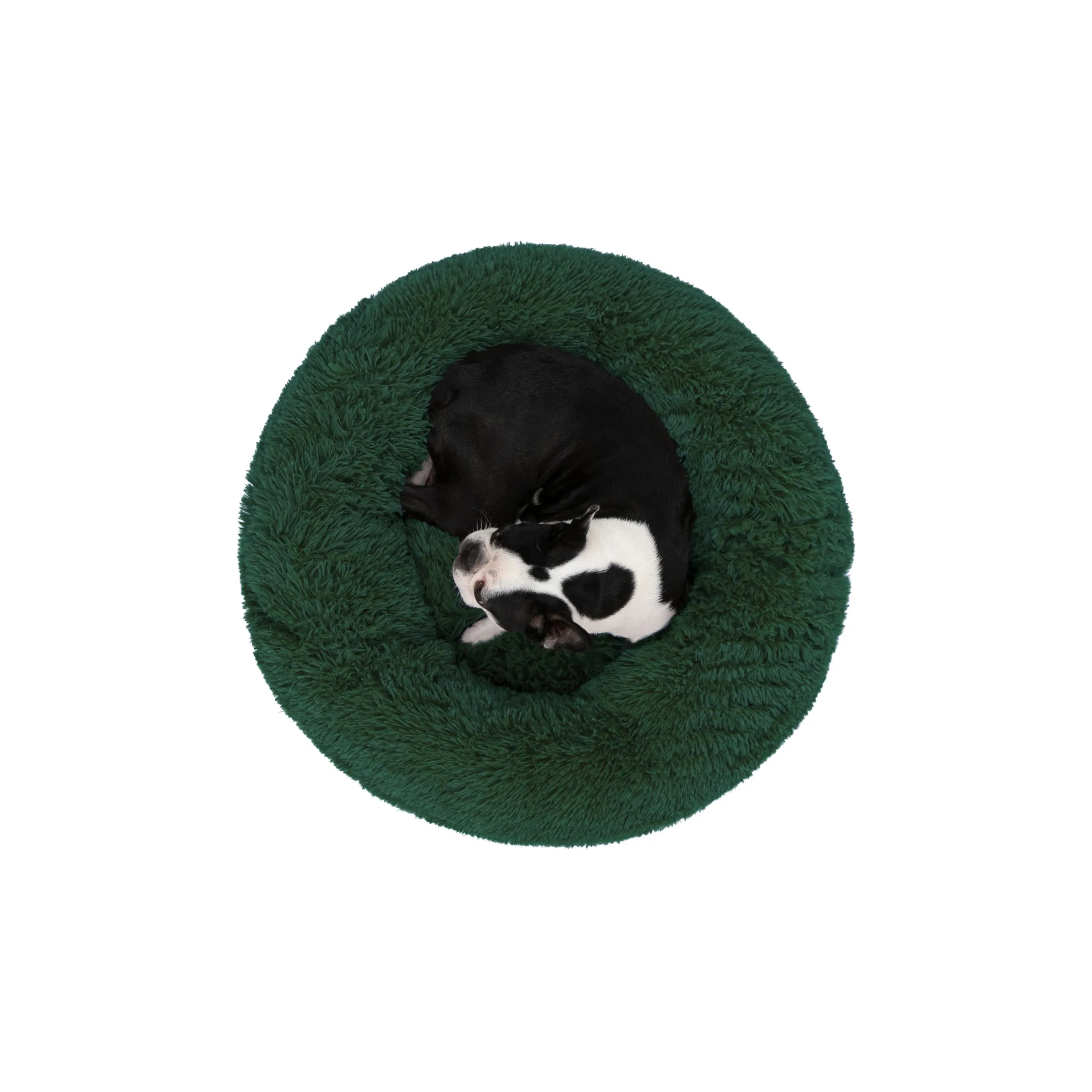 Shaggy Faux Fur Donut Calming Pet Nest Bed - Eden Green