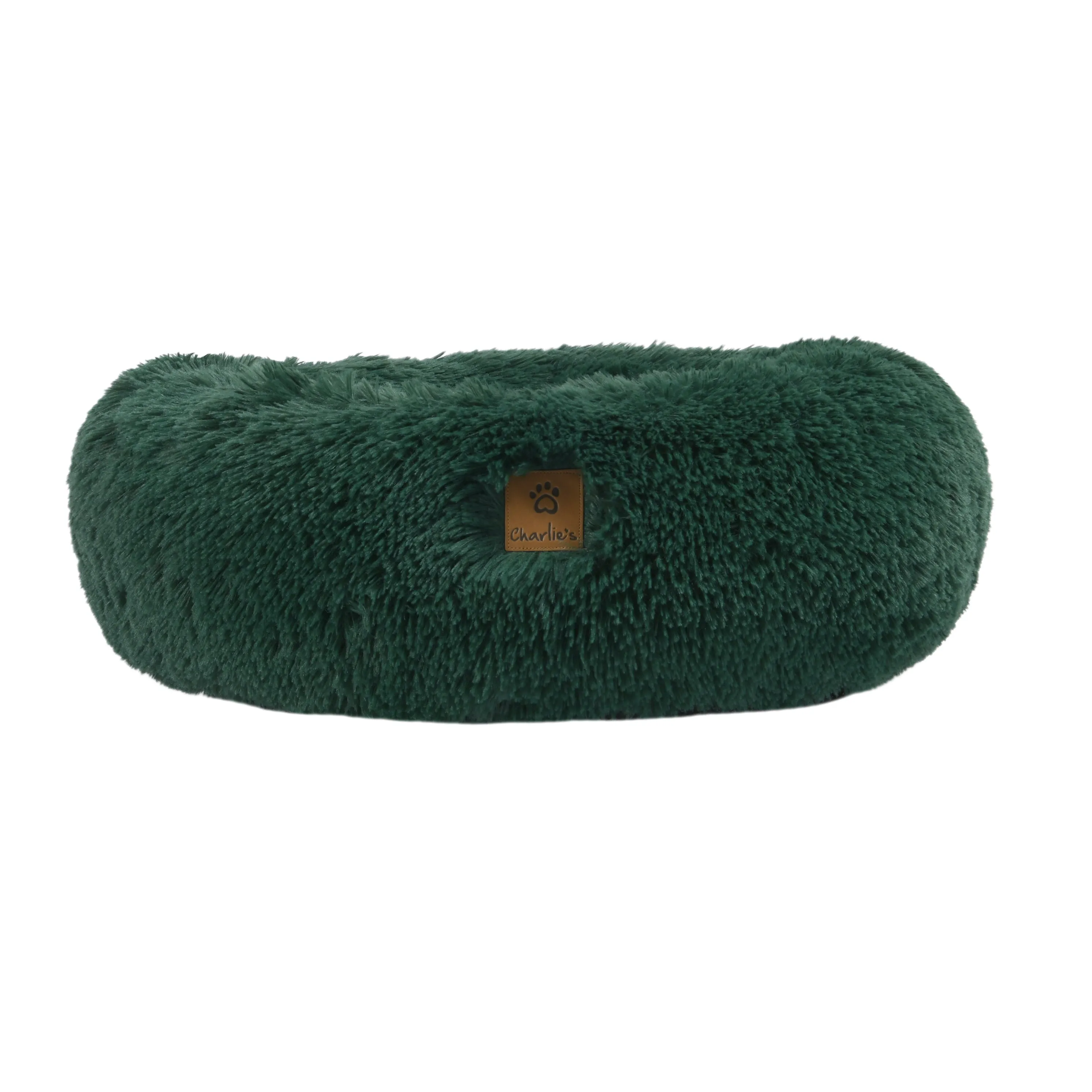 Shaggy Faux Fur Donut Calming Pet Nest Bed - Eden Green