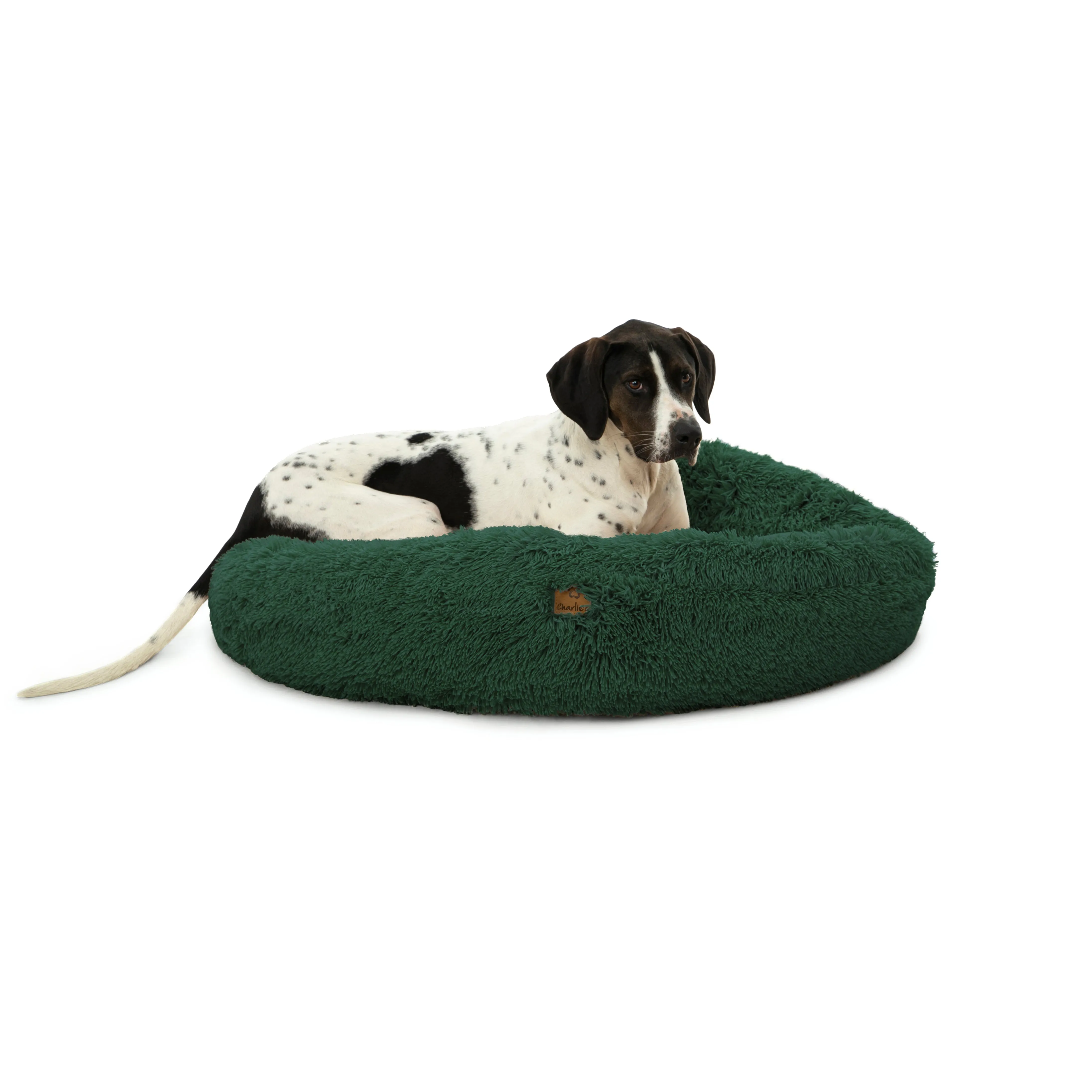 Shaggy Faux Fur Donut Calming Pet Nest Bed - Eden Green