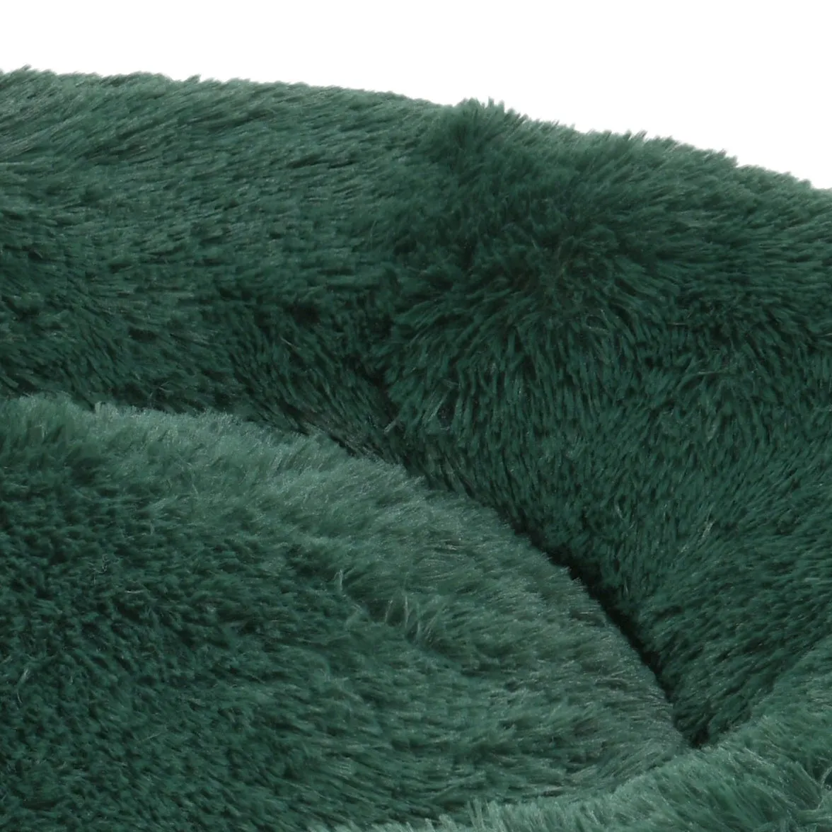 Shaggy Faux Fur Donut Calming Pet Nest Bed - Eden Green