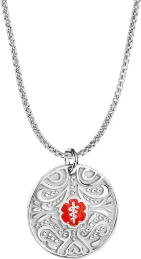 Sterling Silver Medical Alert Necklace for Women Men, Laser Engraving Hypoallergenic Medical Dog Tag Personalized Emergency Identification Pendant ID Alert Jewelry