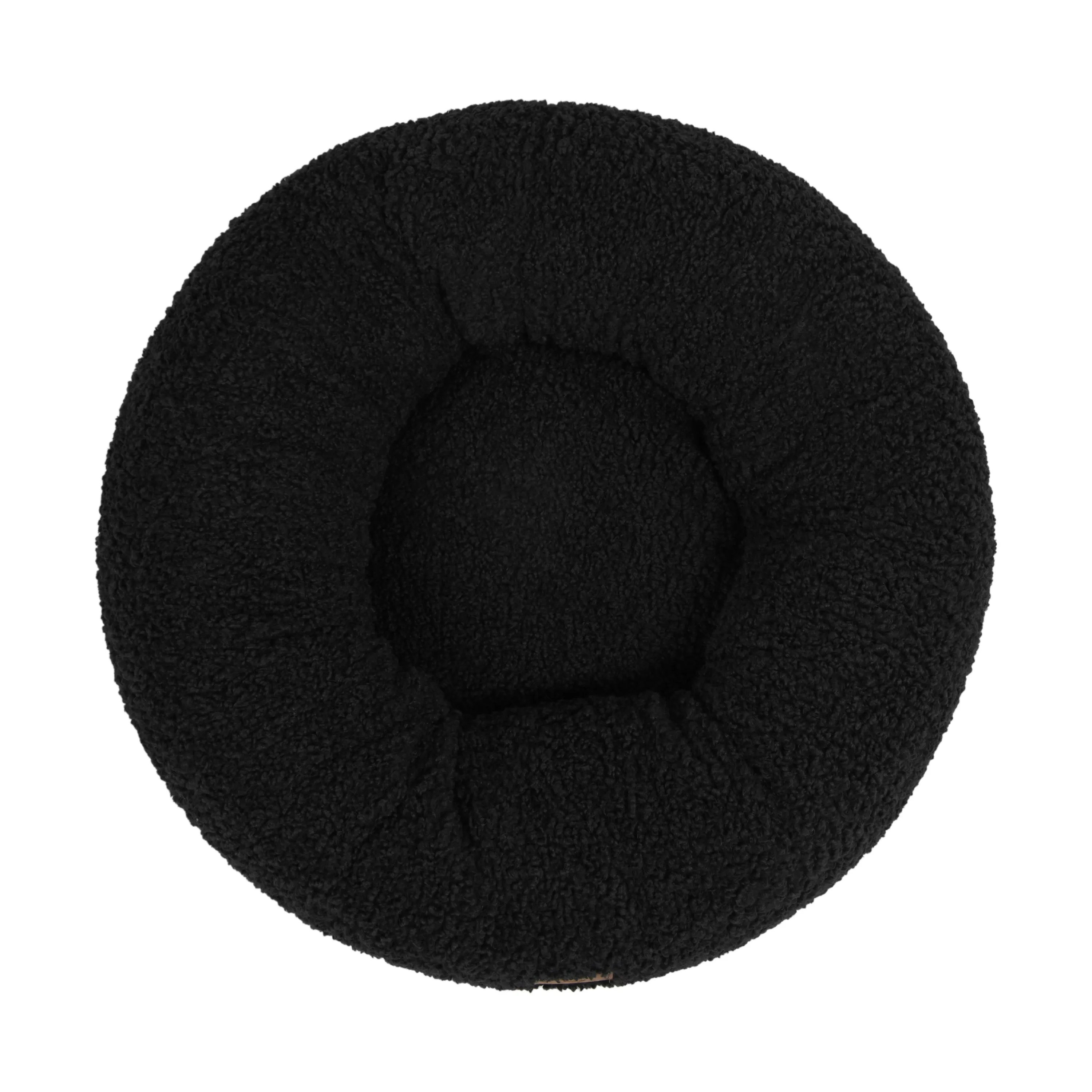 Teddy Fleece Round Donut Pet Bed - Charcoal