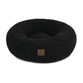 Teddy Fleece Round Donut Pet Bed - Charcoal
